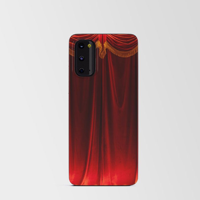 Theater red curtain and neon lamp around border Android Card Case