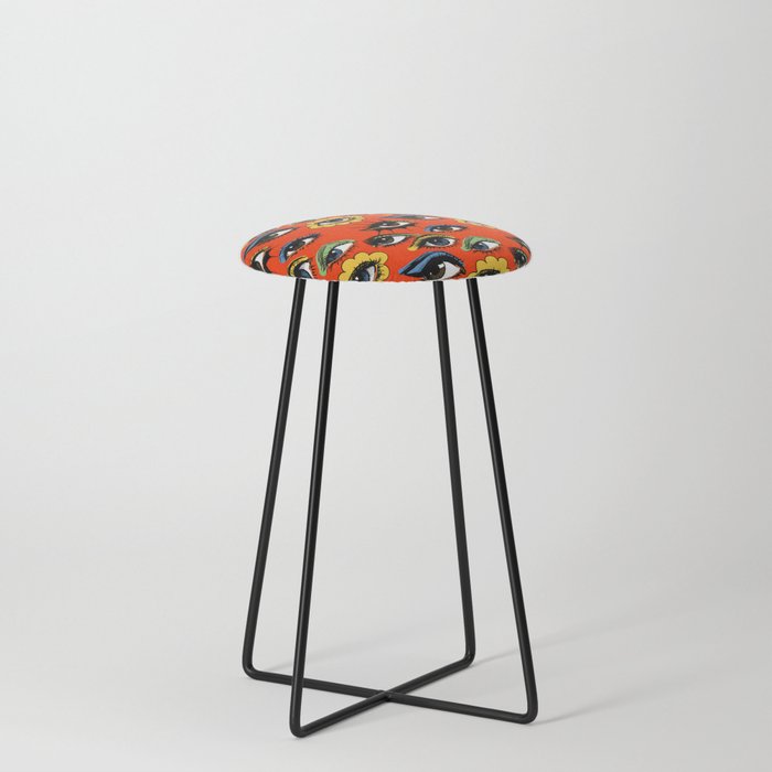60s Eye Pattern Counter Stool By Corinneelyse Society6 60s Eye Pattern Counter Stool