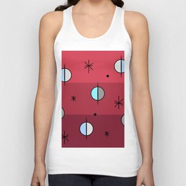 Retro Space Age Planets Stars Red Unisex Tank Top