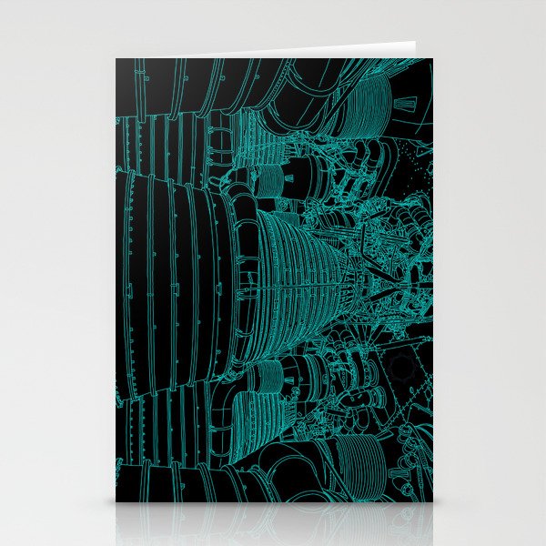 Apollo Rocket Booster - Green Neon Stationery Cards