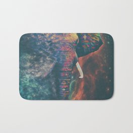 Tribal Elephant Bath Mat | Space, Elephant, Trippy, Storm, Extinction, Psychedelic, Collage, Galaxy, Digital, Animal 