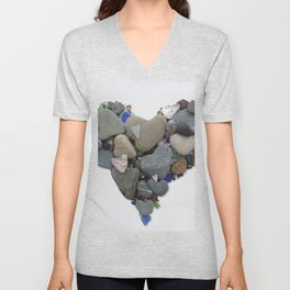 LOVE Sea Glass & River Rock Stone Heart Valentines Day Gift - Donald Verger Valentine's Art V Neck T Shirt
