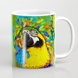 Gold and Blue Macaw Parrot Fantasy Coffee Mug