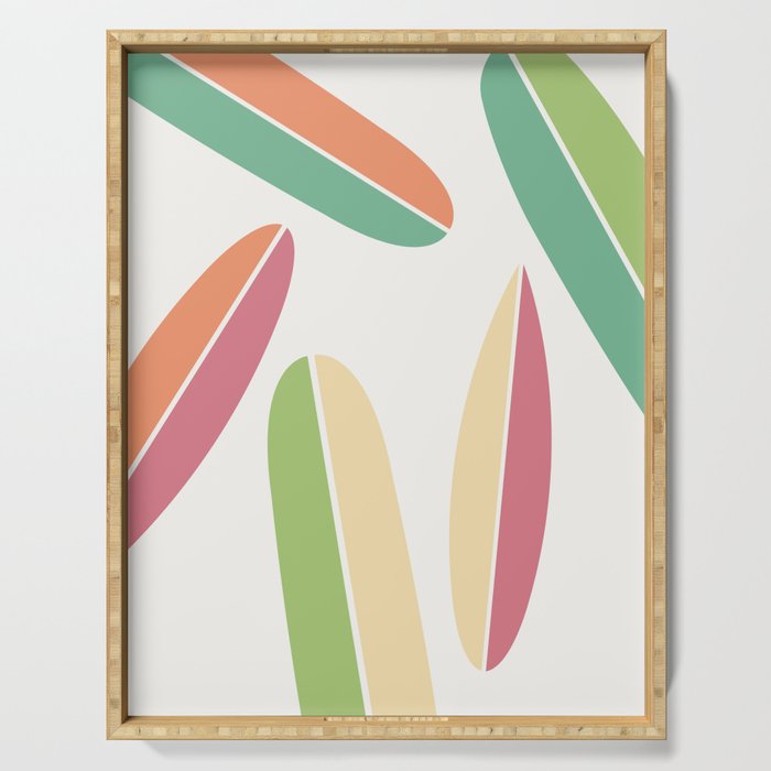 Abstract Retro Color Surfboards Serving Tray By Carrielymandesigns