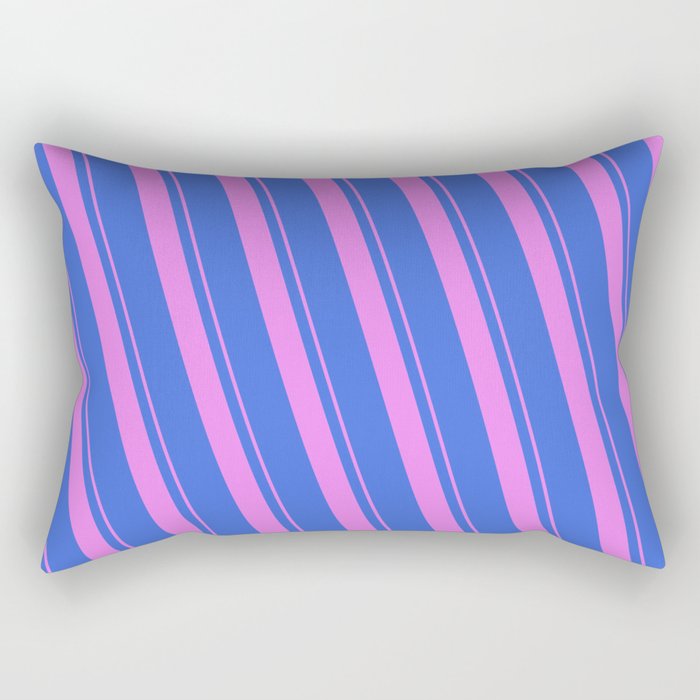 Violet and Royal Blue Colored Lines Pattern Rectangular Pillow