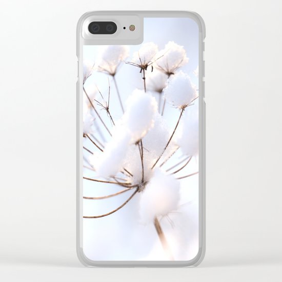 Snow covered dryflower Clear iPhone Case
