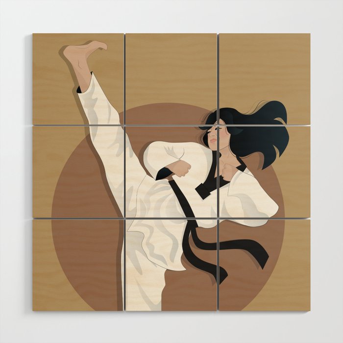 Taekwondo Fighter Wood Wall Art