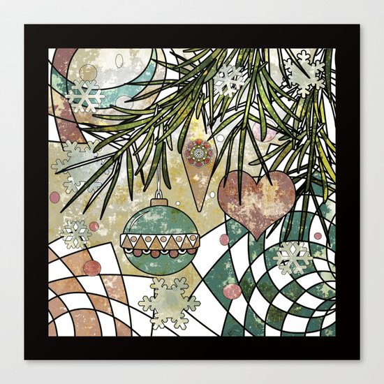 Vintage Christmas illustration . 2 Canvas Print