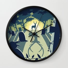 Deerly Departed - Stag in a Cemetery Wall Clock