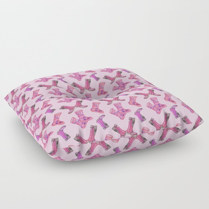 Pink Rain Boots Floor Pillow