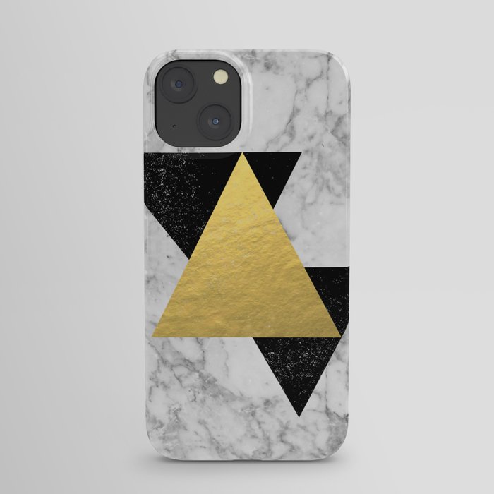 Marble Tri Black & Gold - gold foil, gold, marble, black and white, trendy, luxe, gold phone iPhone Case