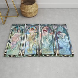 The Times of the Day by Alfons Mucha 1900  Rug