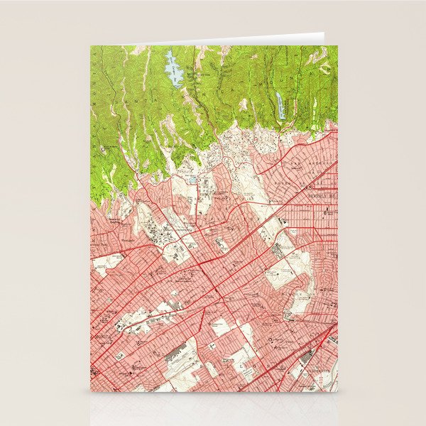Vintage Map of Beverly Hills California (1950) Stationery Cards by
