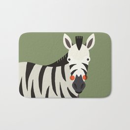 Zebra, Animal Portrait Bath Mat | Wildlife, Animal, Children, Nature, Safari, Drawing, Cute, Color, Portrait, Illustration 