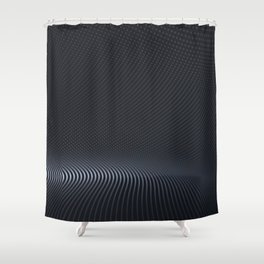 Black Abstract Pixel Wave Shower Curtain