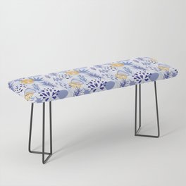 Winter blue leaves abstract pattern Bench