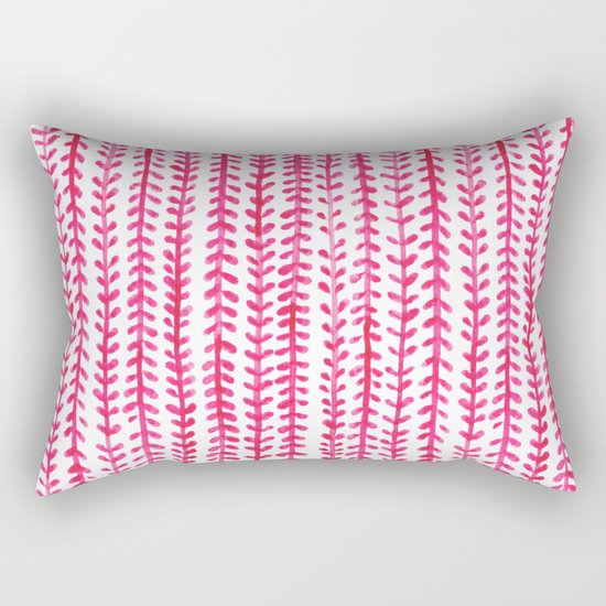 Watercolour Experimenting: Pink Leaves. Rectangular Pillow