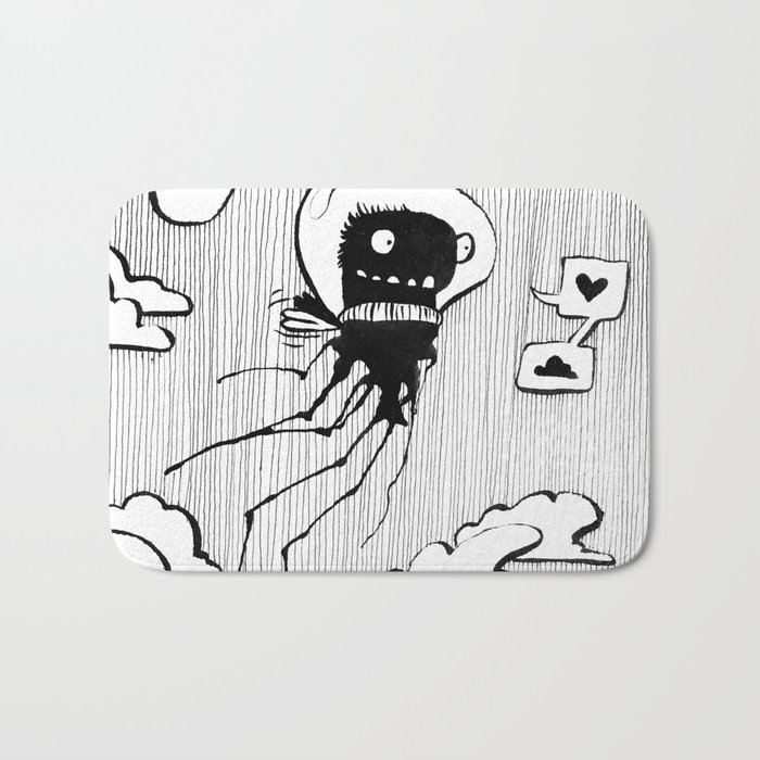 Flying squid made by ink-blot Bath Mat