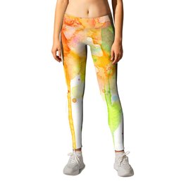 Rainbow Watercolor Texture Abstract Pattern Leggings