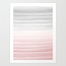 Touching Blush Gray Watercolor Abstract Stripe #1 #painting #decor #art #society6 Art Print