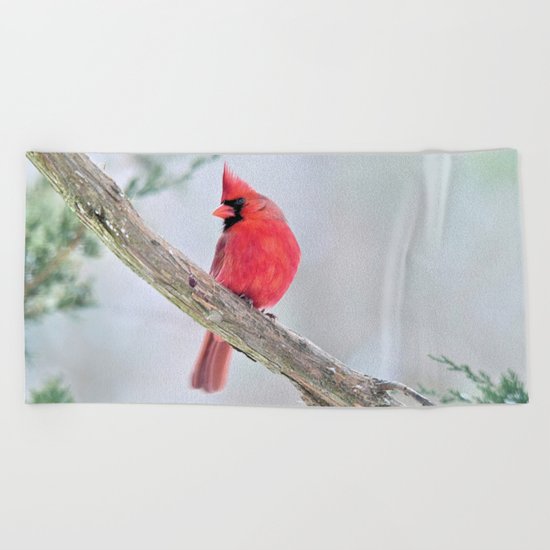 Cardinal: "Do You Hear What I Hear?" Beach Towel