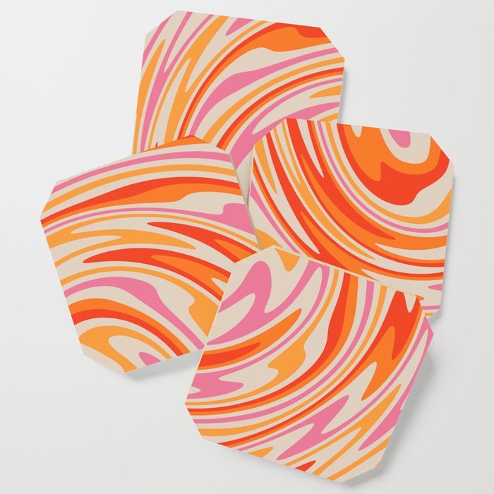 70s Retro Swirl Color Abstract Coaster