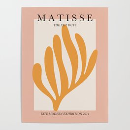 Matisse cut outs exhibition poster - Yellow leaf on pink Poster