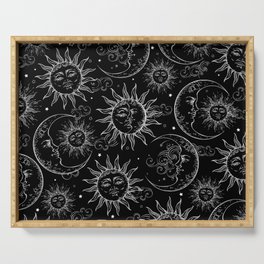 Black Magic Celestial Sun Moon Stars Serving Tray