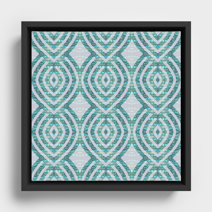 Mermaid Scales Contemporary Geometric Micro Pattern Framed Canvas