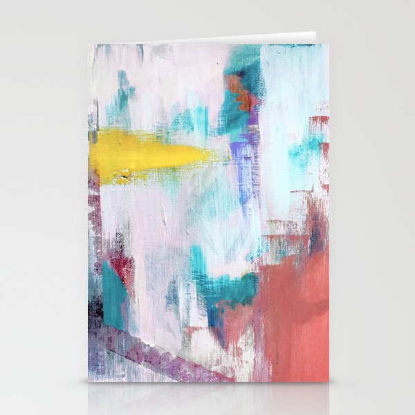 Colfax: an interesting, vibrant, abstract mixed media piece in a variety of colors Stationery Cards