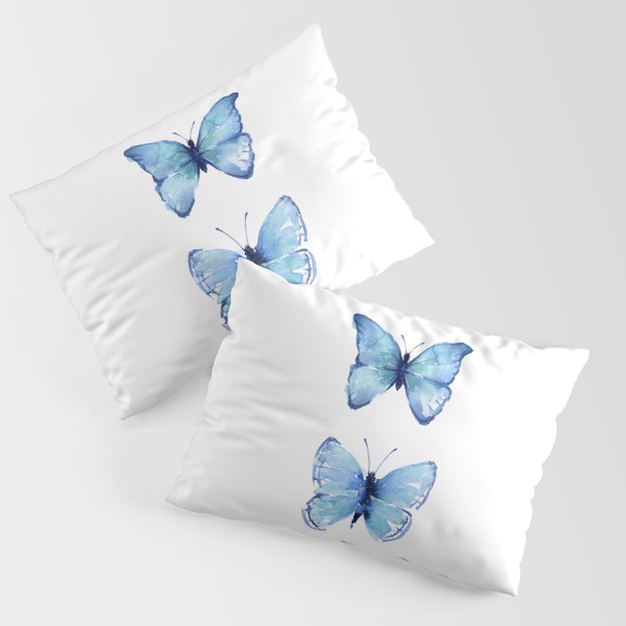 Two Blue Butterflies Watercolor Pillow Sham