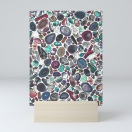 MIXED GEMSTONES ON WHITE Mini Art Print