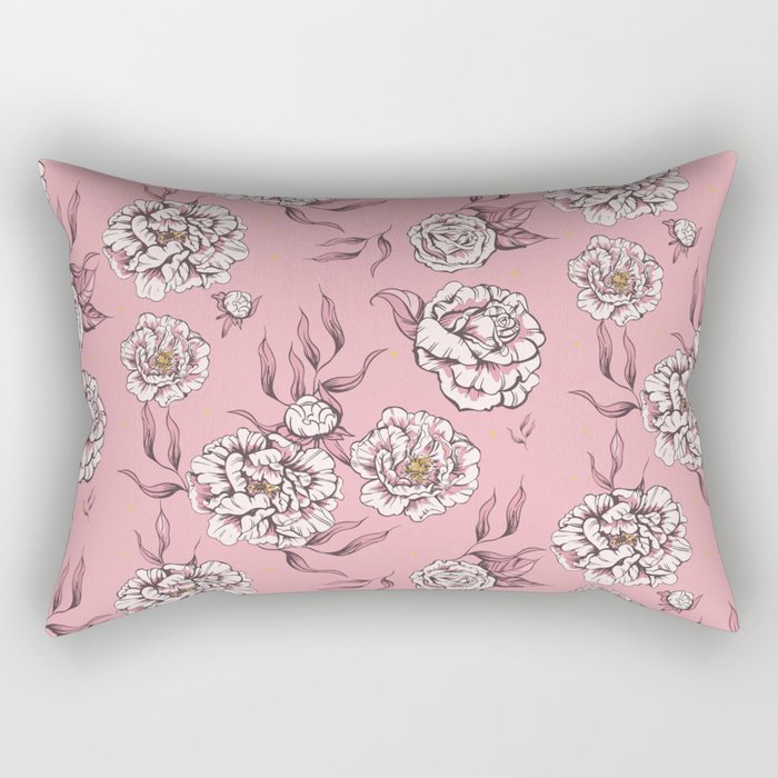 Light Pink Pastel Vintage Flower Power Floral Pattern Rectangular Pillow