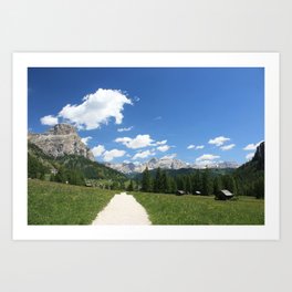 Italian Dolomites view Art Print | Italiandolomites, Meadow, Digital, Hiking, Field, Color, Photo, Italy, Mountain, Path 