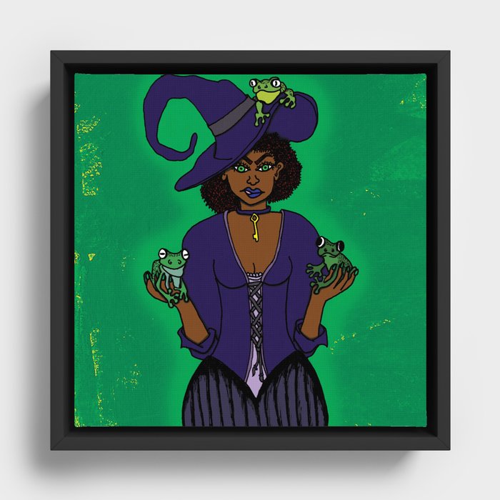 The Frog Witch Framed Canvas