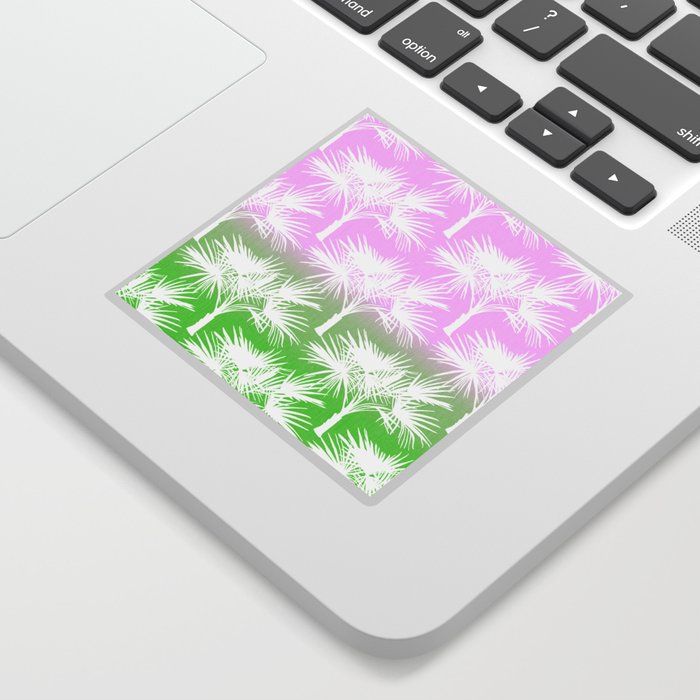 70’s Tie Dye Ombre Palm Trees Pink and Green Sticker