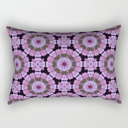 Quirky violet Daisy Flower abstract Pattern on Black Rectangular Pillow