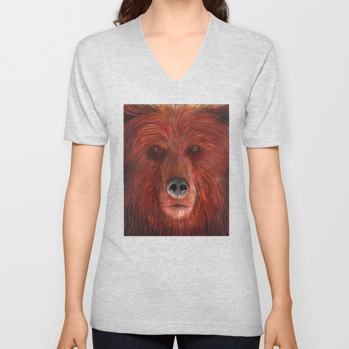 Brown Bear V Neck T Shirt