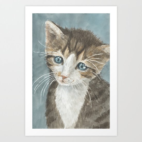 Kitten, watercolor potrait Art Print