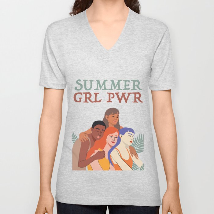 Summer Girl Power V Neck T Shirt