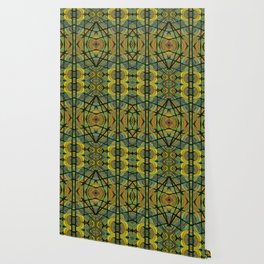 Kaleidoscopic Lattice Yellow Wallpaper