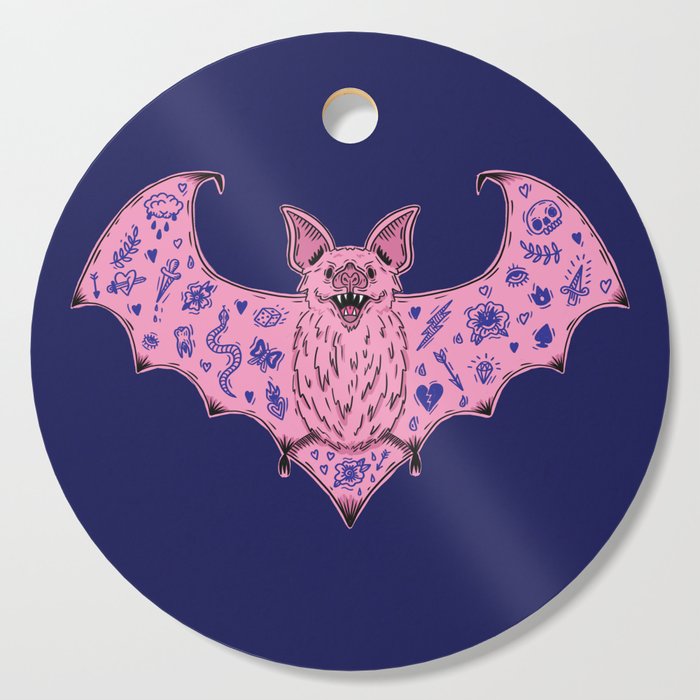 Pink Tattooed Bat Cutting Board