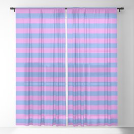 [ Thumbnail: Cornflower Blue & Violet Colored Stripes/Lines Pattern Sheer Curtain ]