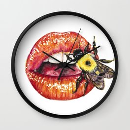 Lips + Bombus Wall Clock