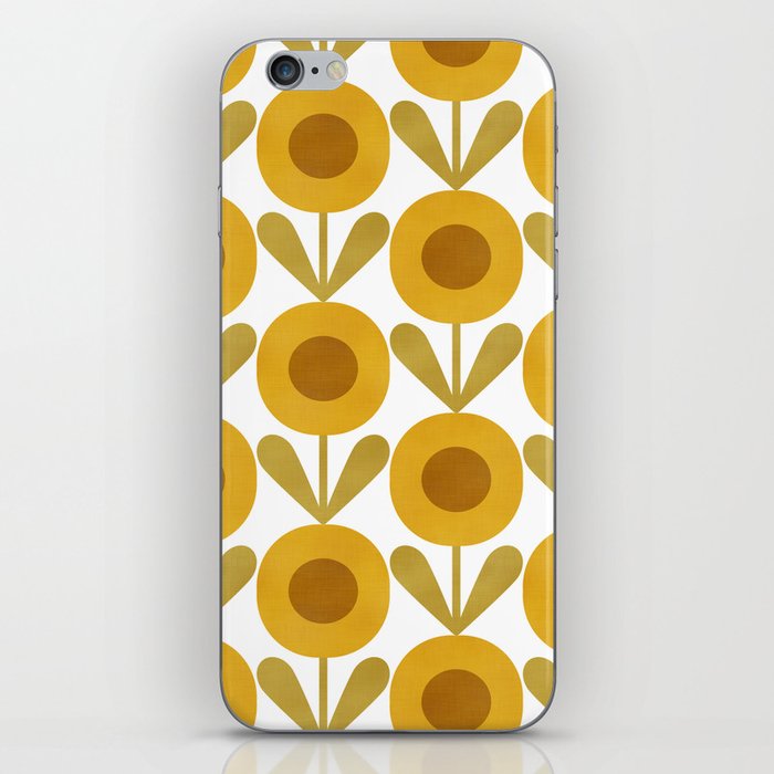 Midcentury Sunflowers Retro Flowers Ochre iPhone Skin
