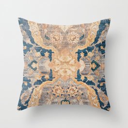 Persian Motif II // 17th Century Ornate Rose Gold Silver Royal Blue Yellow Flowery Accent Rug Patter Throw Pillow
