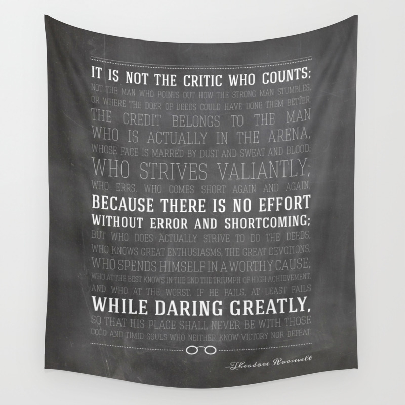 Man In The Arena Theodore Roosevelt Quote Wall Tapestry By Pier23 Society6