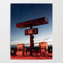 Vintage Gas Station Under the Stars Poster