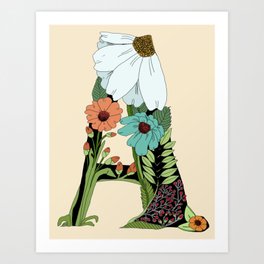 Floral Letter A Art Print