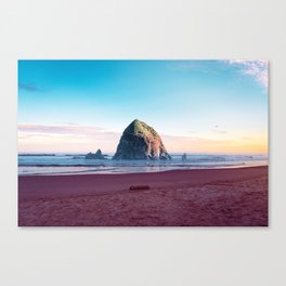 Cannon Beach and Haystack Rock Sunset | Photography and Collage on the Oregon Coast Canvas Print